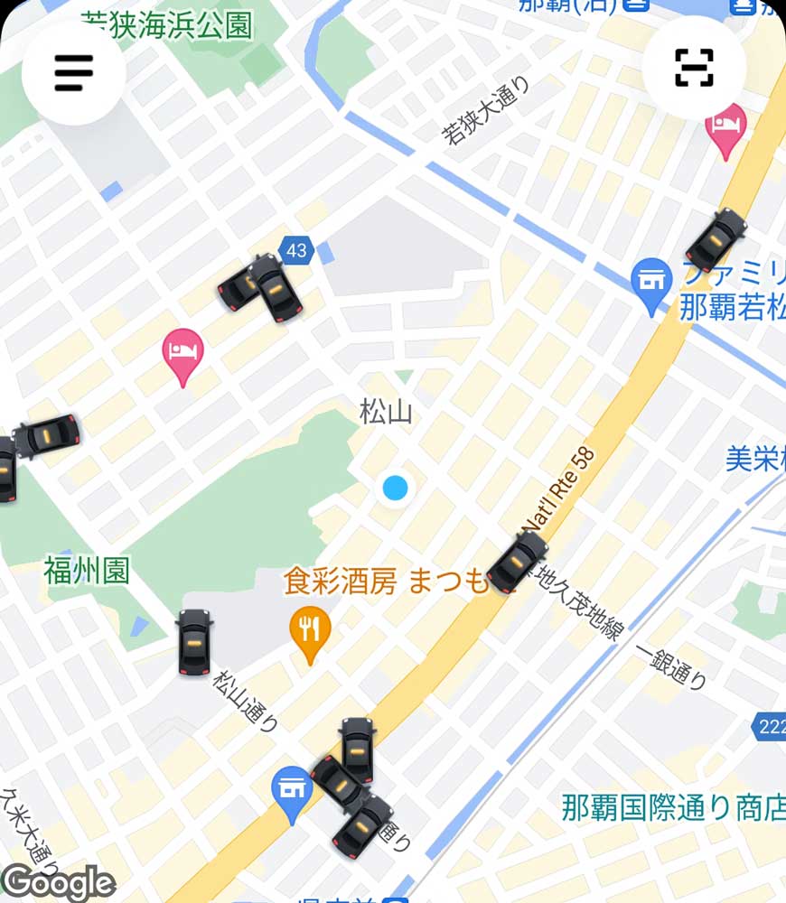 DiDiのタクシー状況画面