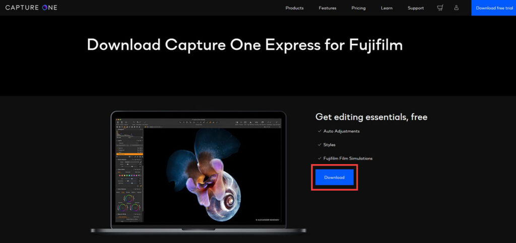 Capture One Express for Fujifilmダウンロード画面2つ目
