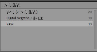 ファイル形式でRAWを選択