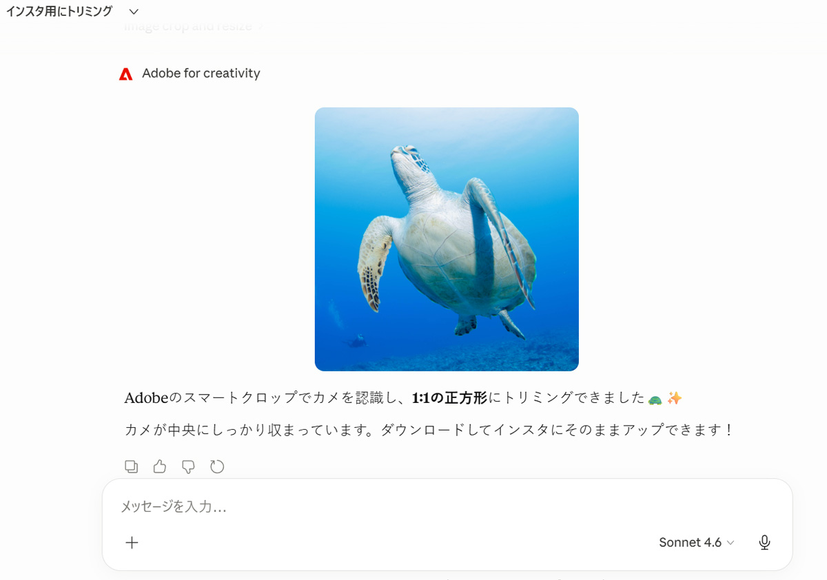 Claudeでインスタ用にトリミングを指示した結果