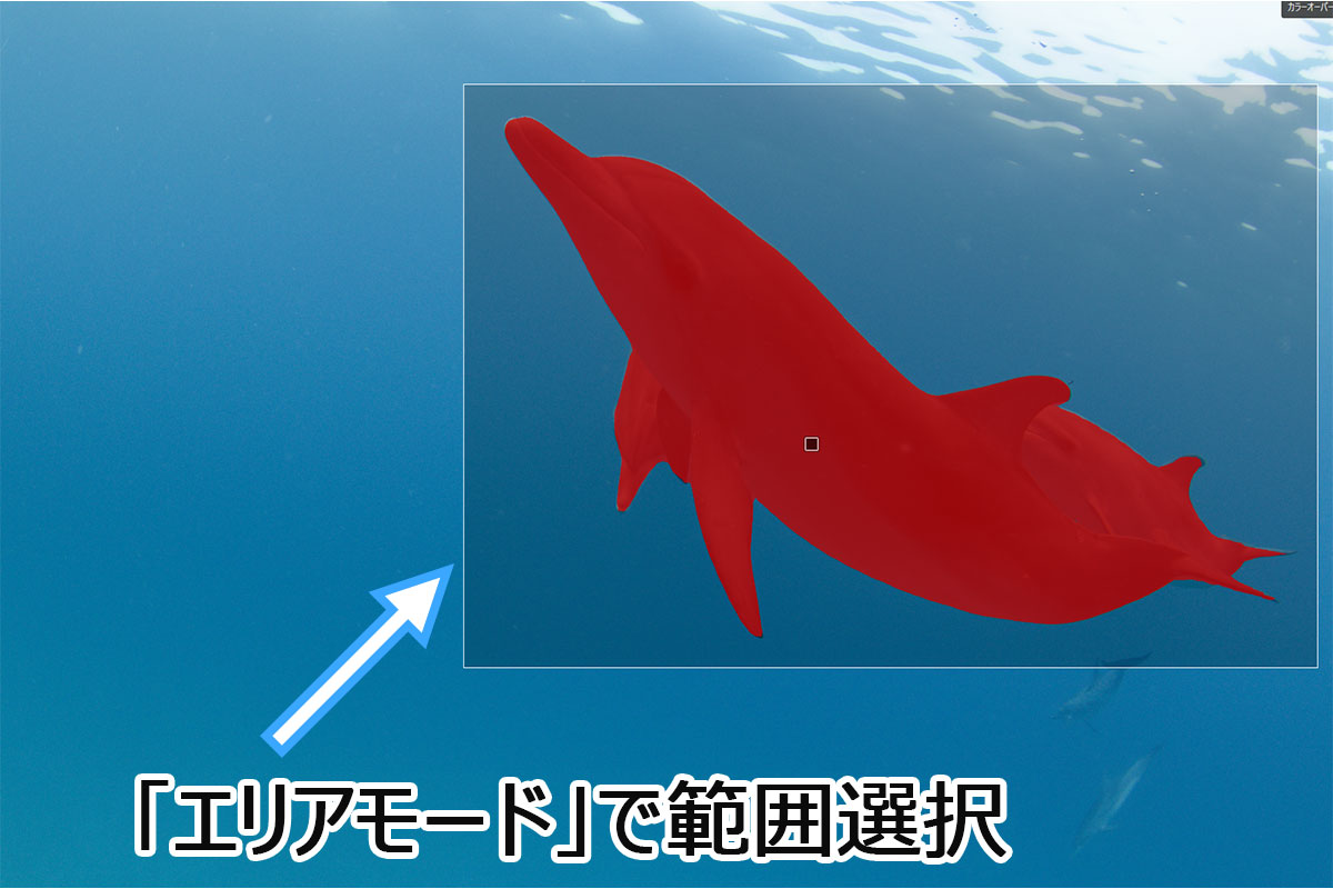 エリアモードで範囲選択した結果