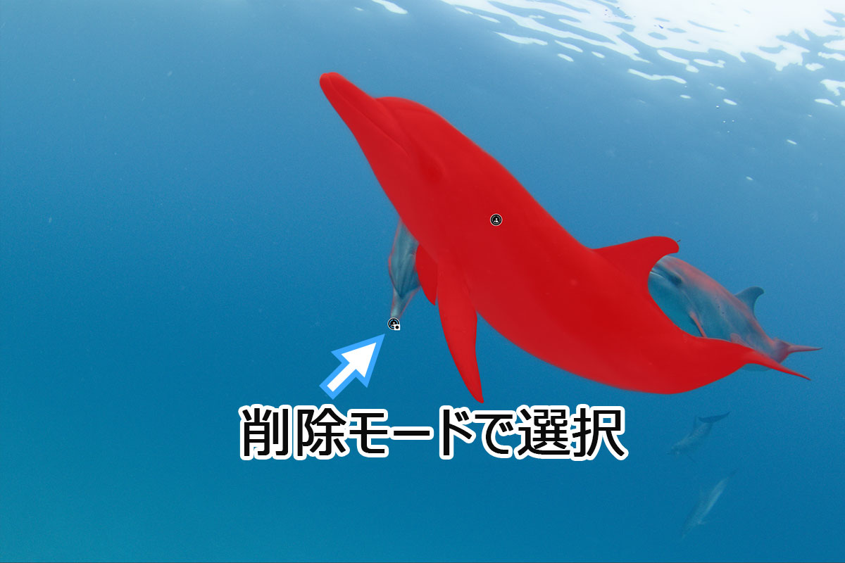 削除モードで選択後の状態