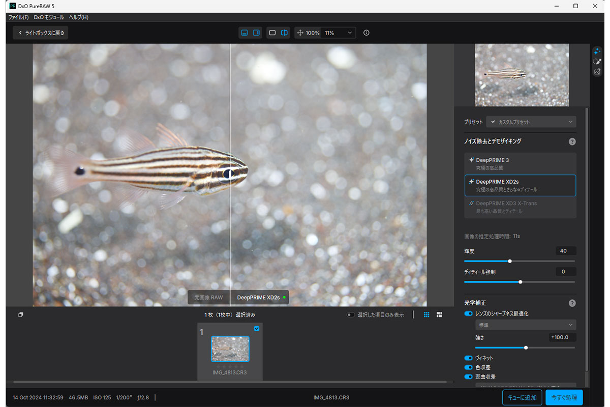 PureRAWで写真を開いた状態